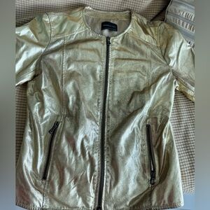 Metallic Gold Leather Jacket